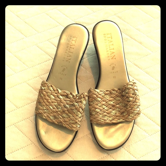 Italian Shoemakers Metallic/Glitter Sandals, Sz 10 - Picture 1 of 4